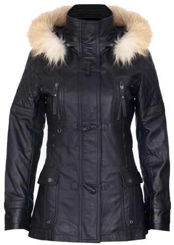 Womens Quilted Leather Hooded Parka Jacket-Northampton - - 10 - Infinity Leather - Modalova