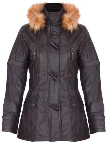 Womens Quilted Leather Hooded Parka Jacket-Northampton - - 12 - Infinity Leather - Modalova