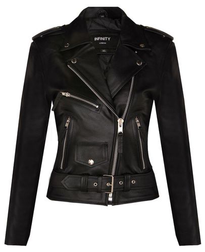 Womens Cowhide Leather Biker Jacket-Mansfield - - 14 - Infinity Leather - Modalova