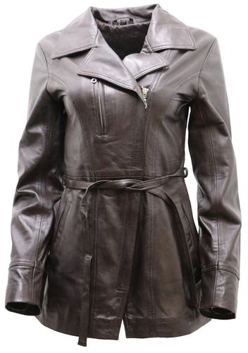 Womens Md Length Leather Biker Jacket-Okehampton - - 10 - NastyGal UK (+IE) - Modalova