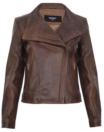 Womens Classic Leather Shawl Wrap Biker Jacket - Morpeth - - 24 - NastyGal UK (+IE) - Modalova