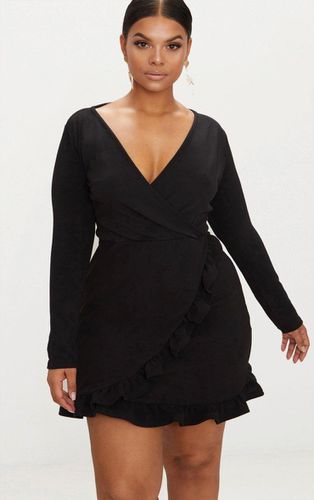 Womens Plus Long Sleeve Ruffle Wrap Dress - 24 - NastyGal UK (+IE) - Modalova