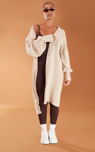 Womens Stone Ribbed Knitted Midi Cardigan - - M - NastyGal UK (+IE) - Modalova