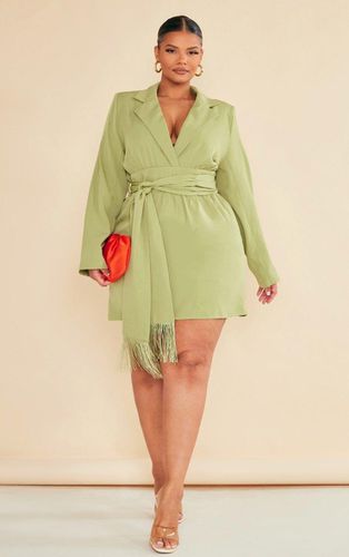 Womens Plus Olive Wrap Front Tassel Belted Dress - - 20 - NastyGal UK (+IE) - Modalova