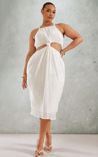Womens Plus Cream Plisse Knot Detail Midi Dress - - 28 - NastyGal UK (+IE) - Modalova