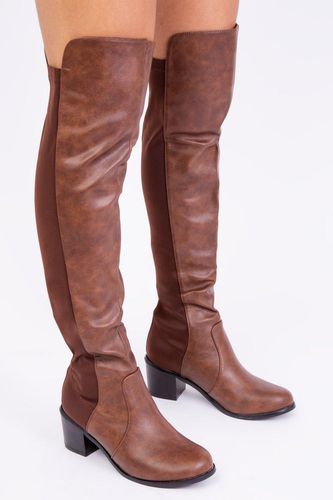 Womens 'Britta' Thigh High Mid Heeled Boots - - 3 - NastyGal UK (+IE) - Modalova