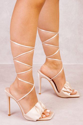 Womens 'Loreza' Lace Tie Up Ruched Strap Heels - - 6 - Where's That From - Modalova