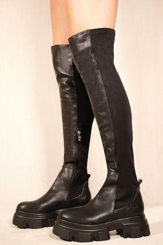 Womens 'Delancey' Chunky Chelsea Over The Knee Boots With Side Zip - - 3 - NastyGal UK (+IE) - Modalova
