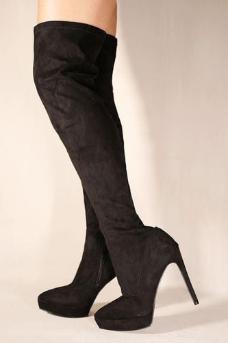 Womens 'Veena' Pointed Toe Knee High Heel Platform Boots - - 4 - NastyGal UK (+IE) - Modalova