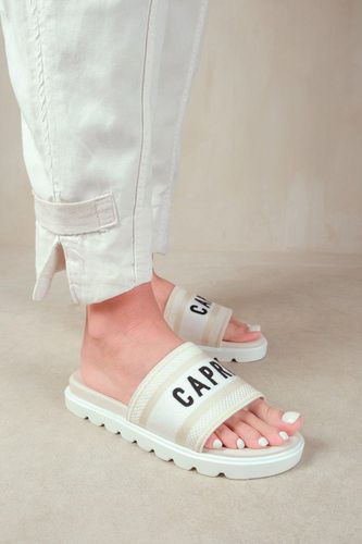 Womens 'Moon' Flat Sandal With Text Detailing And Printed Sole - - 3 - NastyGal UK (+IE) - Modalova