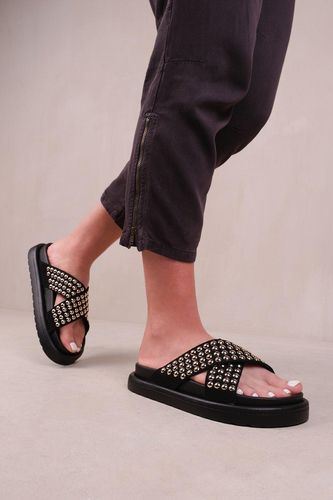 Womens 'Zenith' Flat Sandals With Cross Over Pressed Studs Straps - - 7 - Where's That From - Modalova