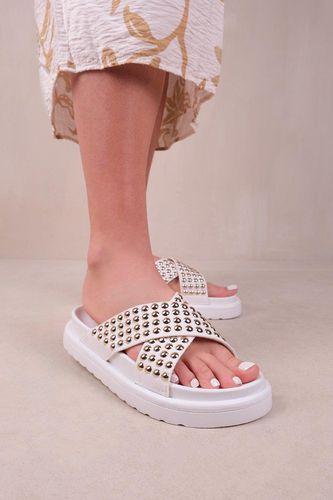 Womens 'Zenith' Flat Sandals With Cross Over Pressed Studs Straps - - 5 - Where's That From - Modalova