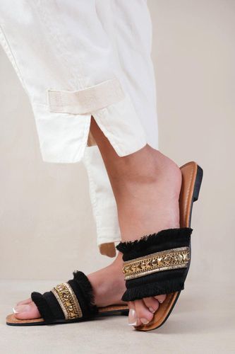 Womens 'Astroid' Flat Sandals With Fringe Trim And Stud Details - - 5 - NastyGal UK (+IE) - Modalova
