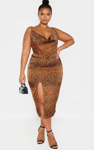 Womens Plus Leopard Print Strappy Satin Cowl Midi Dress - - 30 - NastyGal UK (+IE) - Modalova