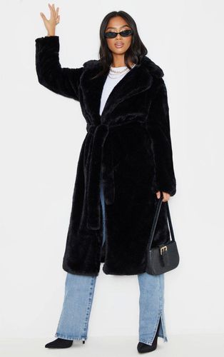 Womens Petite Belted Faux Fur Coat - 4 - NastyGal UK (+IE) - Modalova