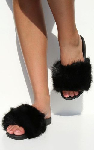 Womens Faux Fur Strap Sliders - 3 - NastyGal UK (+IE) - Modalova