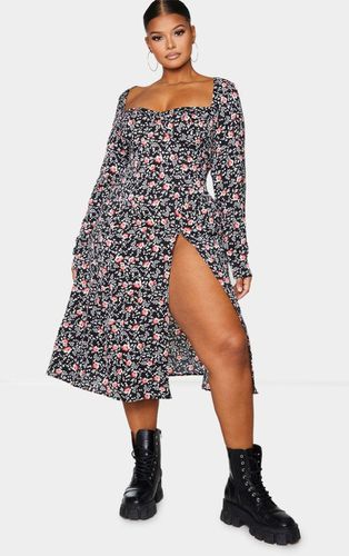 Womens Plus Floral Print Cupped Split Detail Midi Dress - 16 - NastyGal UK (+IE) - Modalova