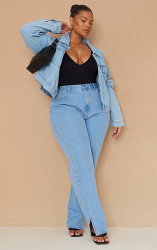 Womens Plus Light Wash Split Hem Jeans - 28 - NastyGal UK (+IE) - Modalova