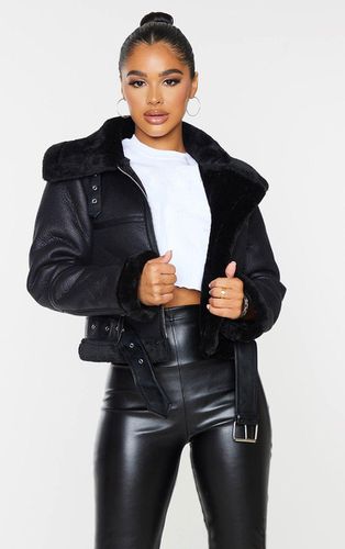 Womens Petite Faux Leather Aviator Jacket - 2 - NastyGal UK (+IE) - Modalova