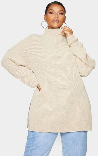 Womens Plus Stone High Neck Knitted Side Split Jumper - - XL - NastyGal UK (+IE) - Modalova