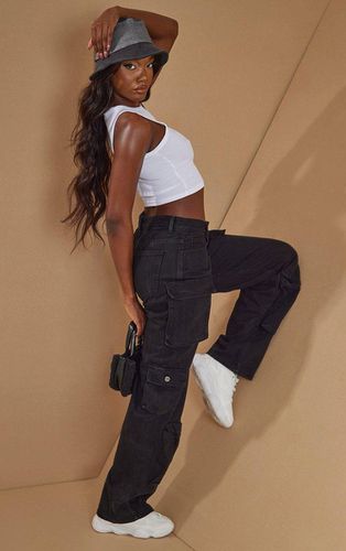 Womens Tall Cargo Pocket Detail Mid Rise Wide Leg Jeans - 14 - NastyGal UK (+IE) - Modalova