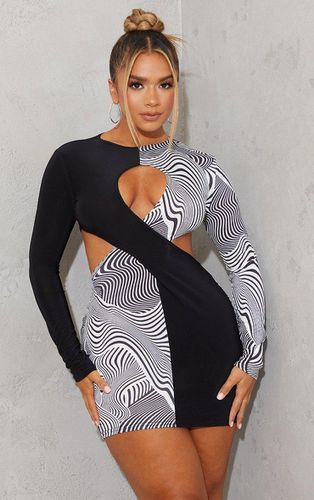 Womens Shape Monochrome Swirl Print Wrap Detail Panel Bodycon Dress - - 6 - NastyGal UK (+IE) - Modalova