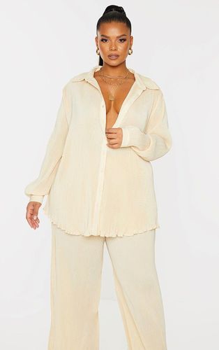 Womens Plus Cream Plisse Button Front Oversized Shirt - - 28 - NastyGal UK (+IE) - Modalova