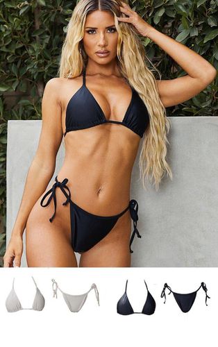 Womens Stone And Black 2 Pack Triangle Bikini Set - 14 - NastyGal UK (+IE) - Modalova