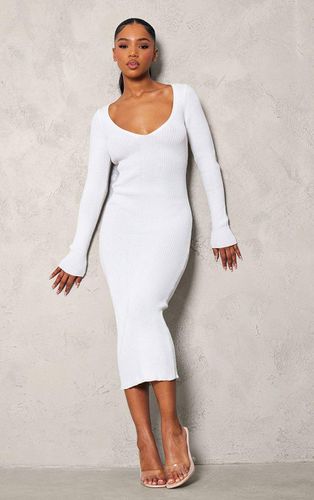 Womens Cream V Neck Knit Midi Dress - - XS - NastyGal UK (+IE) - Modalova