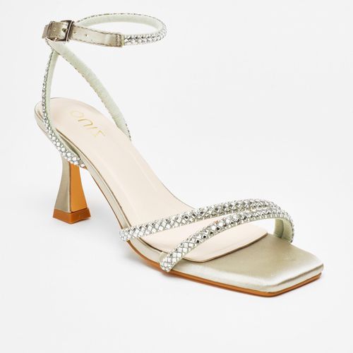 Womens Diamante Asymmetric Heeled Sandals - - 6 - Quiz - Modalova