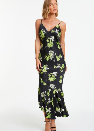 Womens Floral Satin Asymmetric Midaxi Dress - - 8 - NastyGal UK (+IE) - Modalova