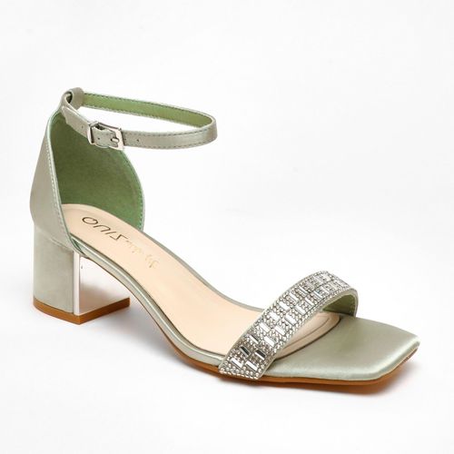 Womens Wide Fit Satin Diamante Low Block Heeled Sandals - - 5 - NastyGal UK (+IE) - Modalova