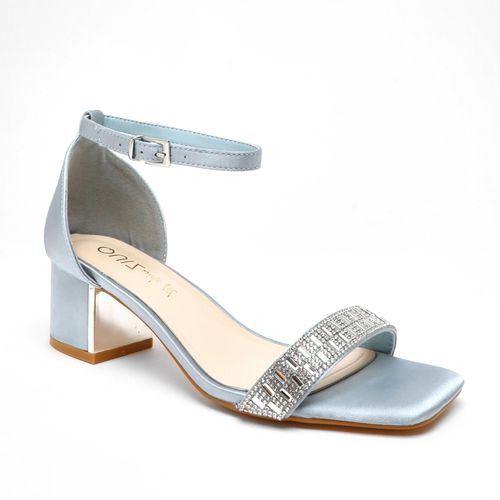 Womens Wide Fit Satin Diamante Low Block Heeled Sandals - - 4 - NastyGal UK (+IE) - Modalova