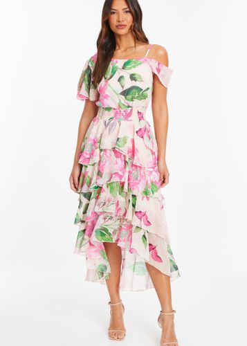 Womens Floral Cold Shoulder Tiered Midi Dress - - 8 - NastyGal UK (+IE) - Modalova