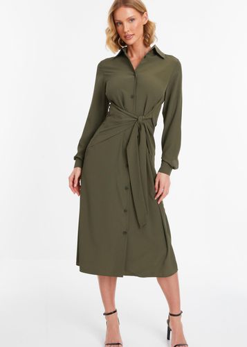 Womens Tie Front Midi Shirt Dress - - 8 - Quiz - Modalova