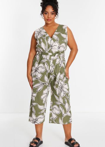 Womens Curve Tropical Print Wrap Jumpsuit - - 24 - Quiz - Modalova