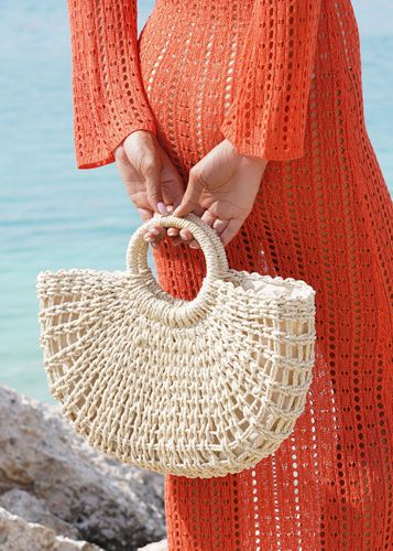Womens Natural Straw Round Handle Bag - - One Size - Quiz - Modalova