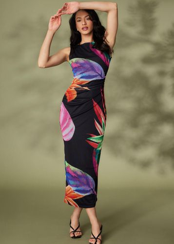 Womens Mesh Tropical Print Midaxi Dress - - 8 - Quiz - Modalova