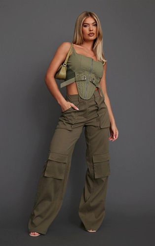 Womens Dark Khaki Twill Pocket Detail High Waisted Cargo Trousers - - 12 - NastyGal UK (+IE) - Modalova
