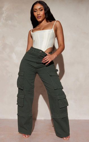 Womens Shape Khaki Pocket Wide Leg Cargo Jeans - - 12 - NastyGal UK (+IE) - Modalova
