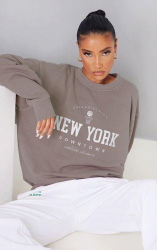 Womens Mocha New York Downtown Slogan Printed Sweatshirt - - XL - NastyGal UK (+IE) - Modalova