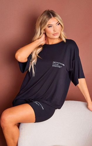 Womens Slogan Peached Oversized T Shirt & Short PJ Set - 8 - NastyGal UK (+IE) - Modalova