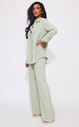 Womens Sage Khaki Textured Crinkle Wide Leg Trousers - - 6 - NastyGal UK (+IE) - Modalova