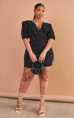 Womens Plus Polka Dot Puff Sleeve Tea Dress - 28 - NastyGal UK (+IE) - Modalova
