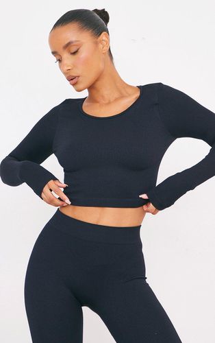 Womens Structured Contour Ribbed Round Neck Long Sleeve Crop Top - L - NastyGal UK (+IE) - Modalova