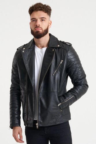 Ribbed Leather Jacket - Black - XS - Barneys Originals - Modalova