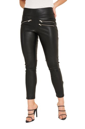 Womens Zip Detail Leather Look Leggings - - 22 - Barneys Originals - Modalova