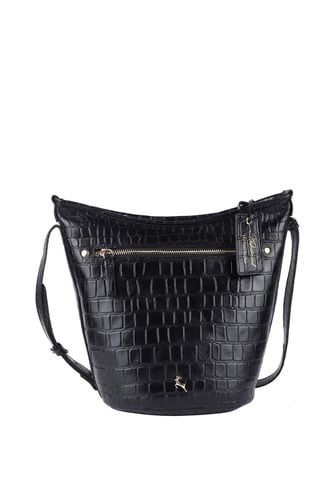 Womens 'Expression' Croc Embossed Real Leather Shoulder Bag - - One Size - Ashwood Leather - Modalova