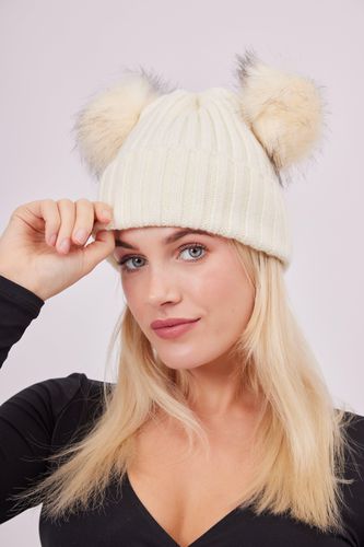 Womens Knitted Double Fur Pom Beanie - - One Size - NastyGal UK (+IE) - Modalova