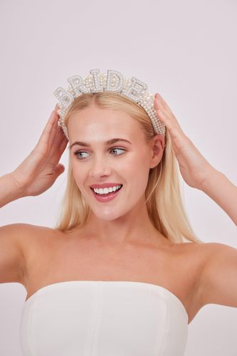 Womens BRIDE Pearl Beaded Headband - - One Size - My Accessories London - Modalova